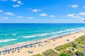 Stunning view from the balcony give you the direct oceanfront experience while cascading over the tropically themes beach cove resort pools, hot tubs, and lazy rivers (seasonally heated)