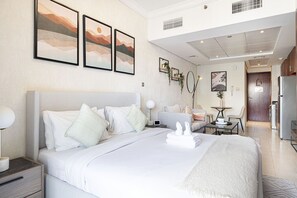 1 غرفة نوم ومكواة/لوح كي وواي فاي مجانًا وملاءات أسرّة