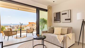 Appartement, 2 chambres, balcon, vue ville | Salle de séjour