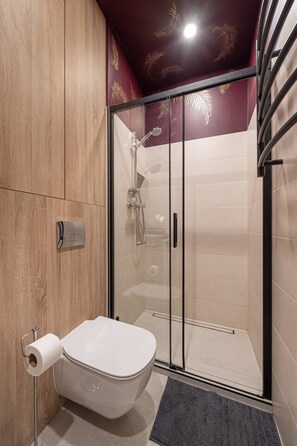 Hair dryer, towels, toilet paper