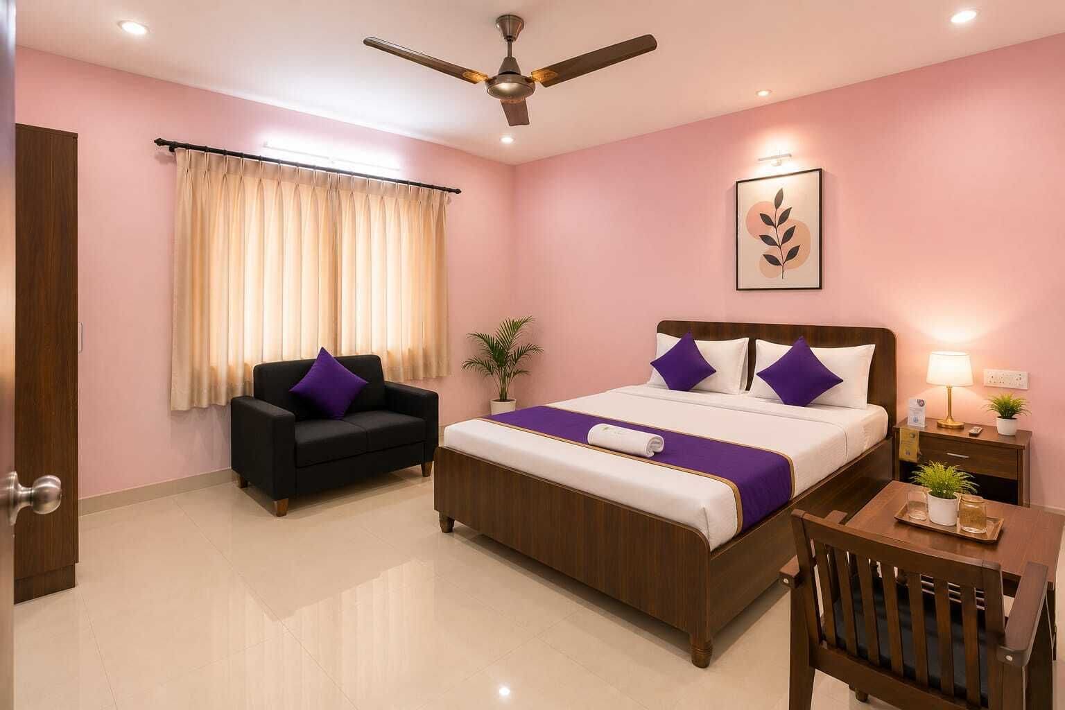 Egyptian cotton sheets, premium bedding, memory-foam beds, desk