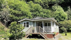 A single-story house with a porch, surrounded by dense greenery. - Luxury lodge in peaceful surroundings (saltaash)