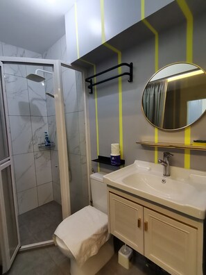 Dusche, Haartrockner, Bidet, Handtücher