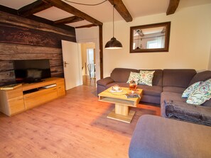 Smart-TV, Kamin, Videospiele, Bücher