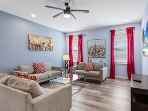 Een smart-tv, tafelvoetbal en een tafeltennistafel