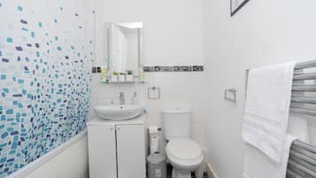 Hair dryer, towels, toilet paper