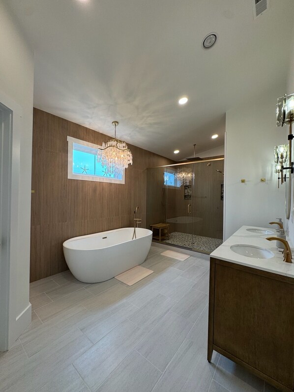 Shower, towels, toilet paper