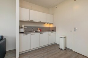 Fridge, microwave, dishwasher, coffee/tea maker