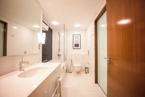 Shower, hair dryer - 1BHK Fashion Avenue (Dubai)