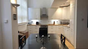 Apartment, 2 Bedrooms | Private kitchen | Full-size fridge, microwave, freezer