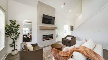 Smart TV, fireplace, video games