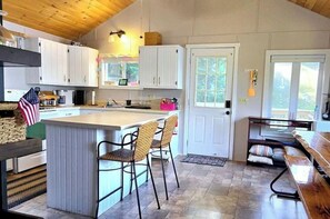 Private kitchen - Cozy 3-bedroom Lakefront camp on Great Pond in Belgrade Maine w/ WiFi, AC (Belgrade)