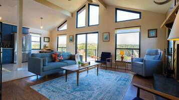 House, Multiple Beds, Balcony, Garden View (Stargazers' Delight) | Living area | 42-inch flat-screen TV with digital channels, fireplace