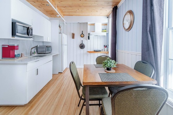 Dining table and kitchenette