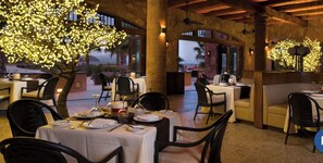 Outdoor dining - 2 bed, 3 bath, full kitchen, in-room laundry, balcony at tranquil golf resort  (Ensenada Blanca)
