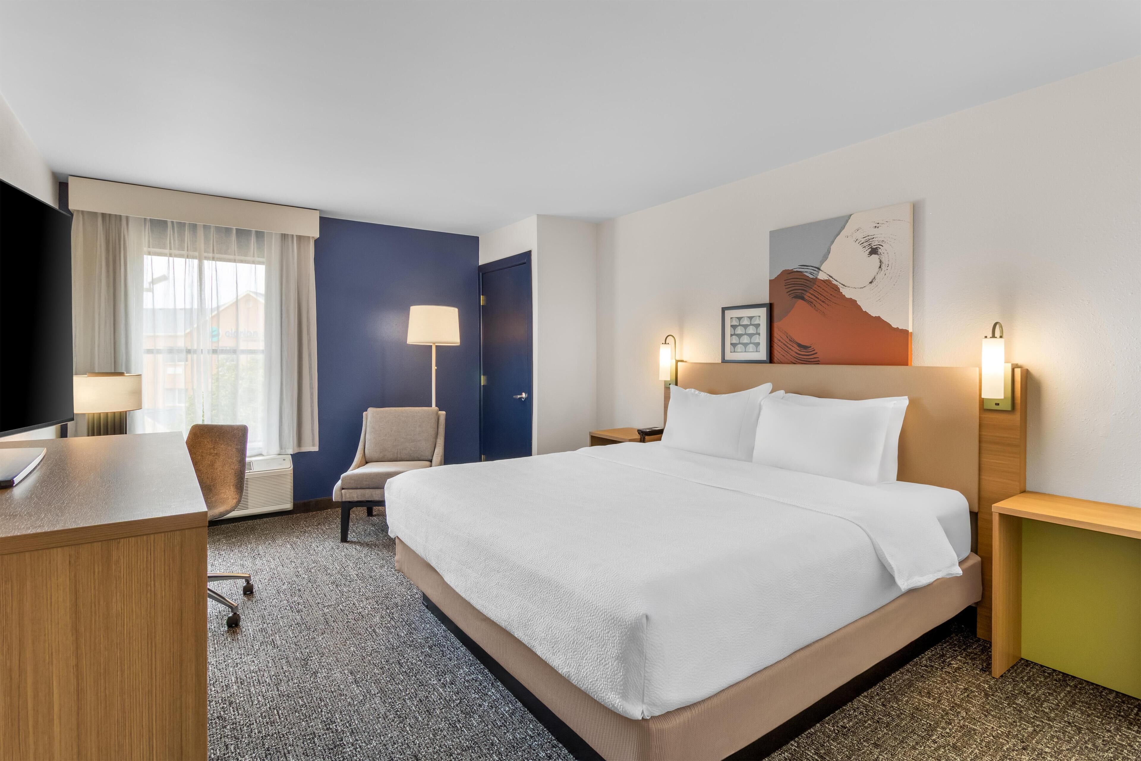 Room, 1 King Bed | Iron/ironing board, free WiFi