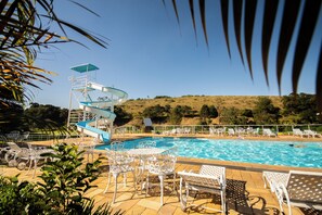 Indoor pool, outdoor pool, open open 24 hours a day, pool umbrellas