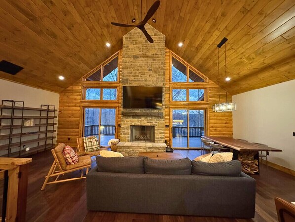 TV, fireplace
