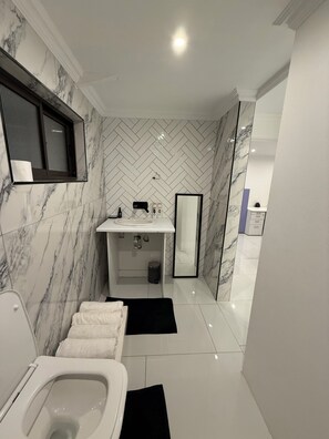 Shower, bidet, towels