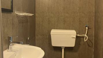 Shower, bidet, towels, soap