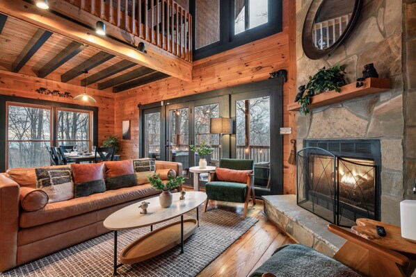 TV, fireplace