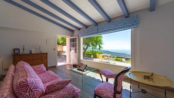 Una televisión, una chimenea