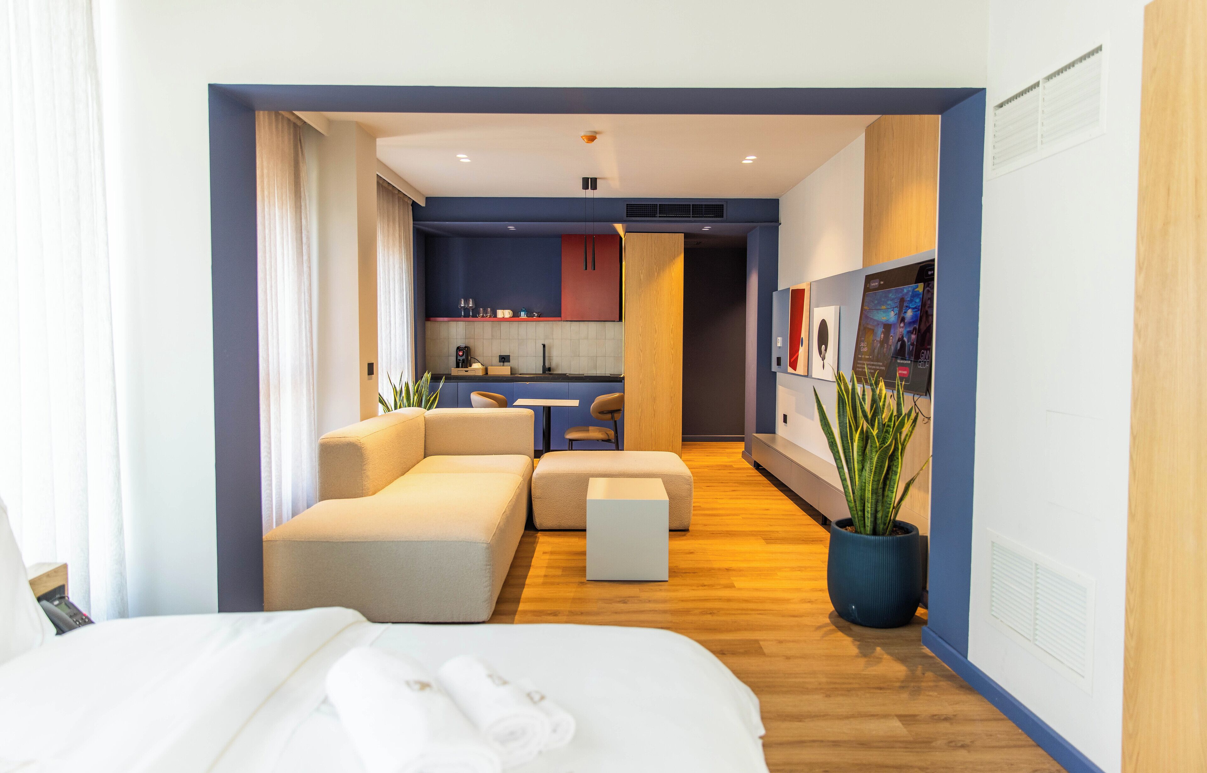 Superior Apartment | 埃及棉床单、高档床上用品、记忆海绵床垫、免费迷你吧物品