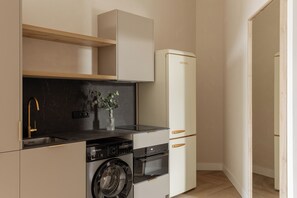 豪華開放式套房 | 私人廚房 | 小冰箱、微波爐、爐台、洗碗機