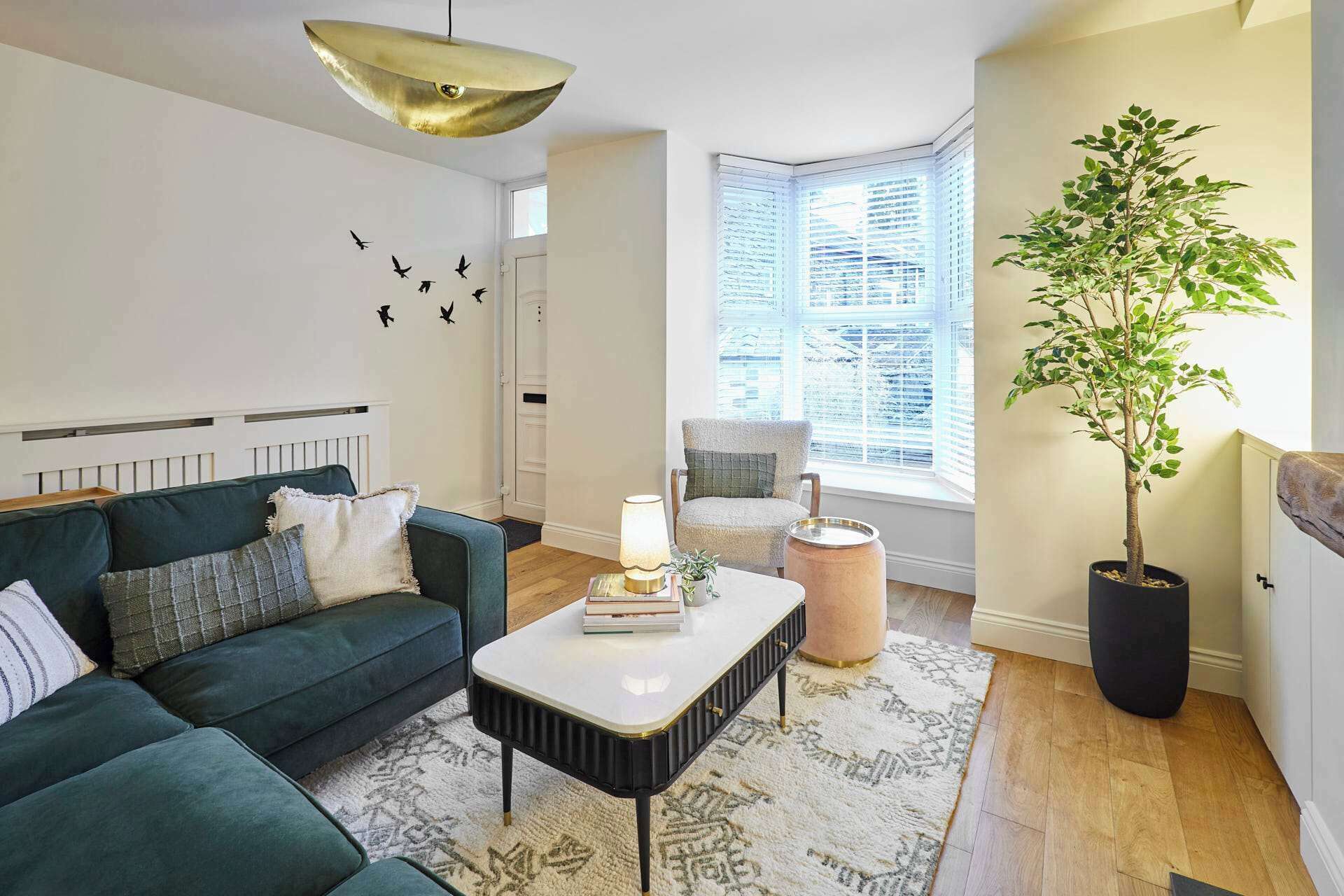 TV, fireplace, books, offices