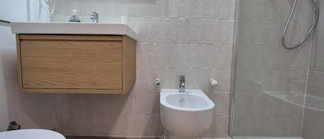Habitación con 1 cama matrimonial o 2 individuales | Baño | Regadera, secadora de cabello, toallas, jabón