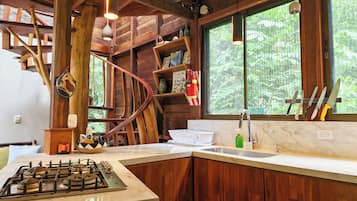 Casa, 2 habitaciones, junto a la montaña | Cocina privada | Refrigerador con congelador, microondas y parrilla de estufa