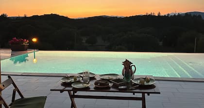 Stone house with private infinity pool in the middle of the oasis