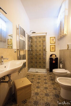 Regadera, secadora de cabello, bidet, toallas 