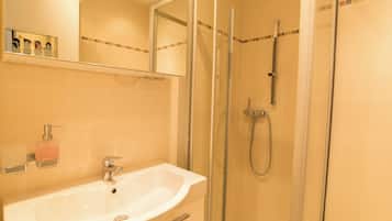 Hair dryer, towels, toilet paper