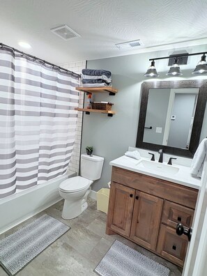 Hair dryer, towels, soap, shampoo - Charming 4-bedroom, all new-century old treasure, located near Mercy hospital (Aurora)