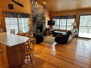 TV, fireplace, DVD player