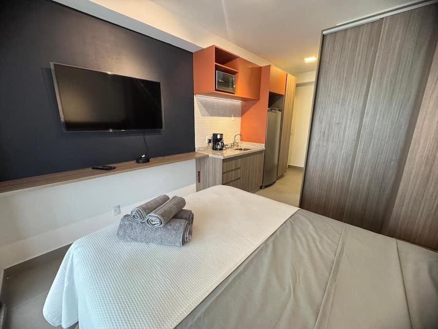 Departamento panorámico | 1 habitación, cortinas blackout, wifi gratis y ropa de cama