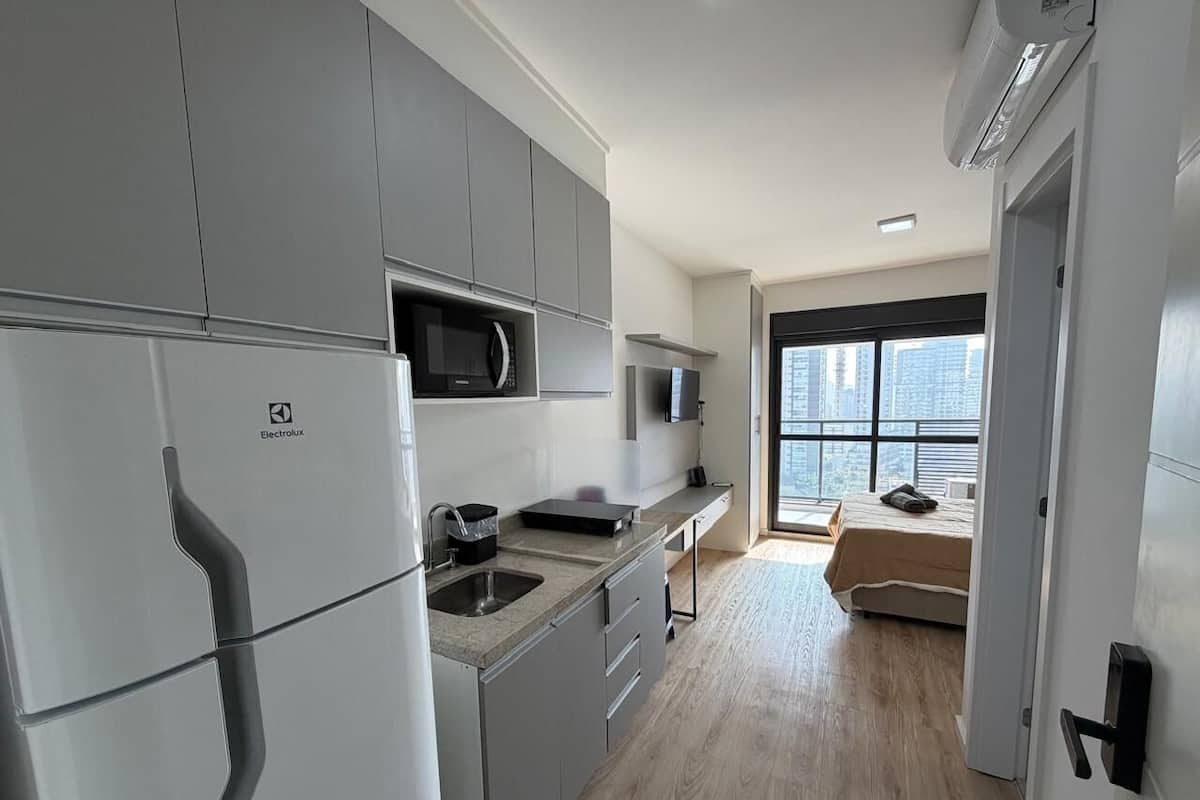 Apartamento elite | 1 quarto, cortinas blackout, Wi-Fi de cortesia, roupa de cama
