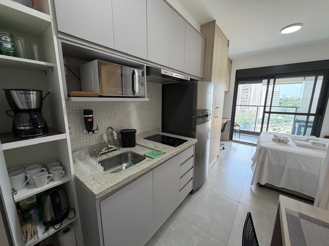 Romantic Apartment | Private kitchen | Espresso maker, fridge, microwave, cookware/dishes/utensils