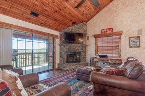 Smart TV, fireplace, DVD player, video library