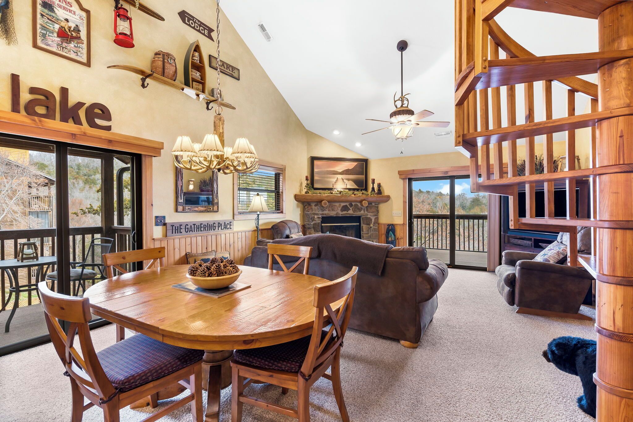 Smart TV, fireplace, DVD player, video library