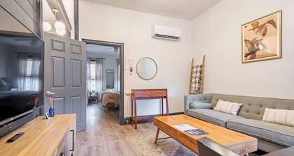 High end 1B apt, laundry, 10ft ceilings, king bed