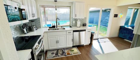 Microwave, oven, stovetop, dishwasher