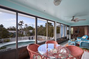 Outdoor dining - Cardium Dream - Charming Bungalow with Pool, Steps to Beach (Sanibel)
