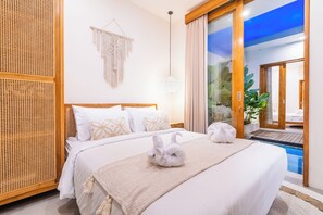 Villa, 2 Bedrooms, Private Pool | 2 bedrooms, in-room safe, desk, laptop workspace