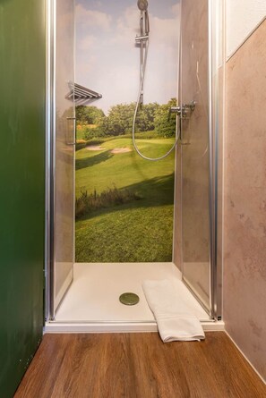 Hair dryer, soap, shampoo, toilet paper