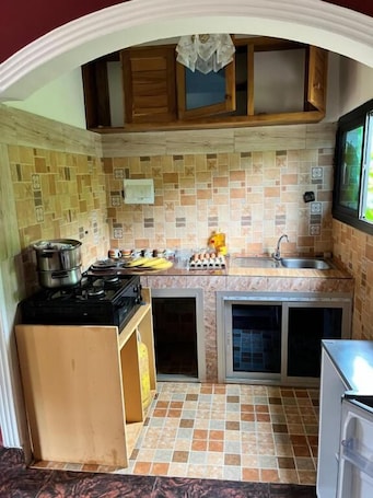 Comfort Apartment | Private kitchen | Full-size fridge, microwave, oven, stovetop