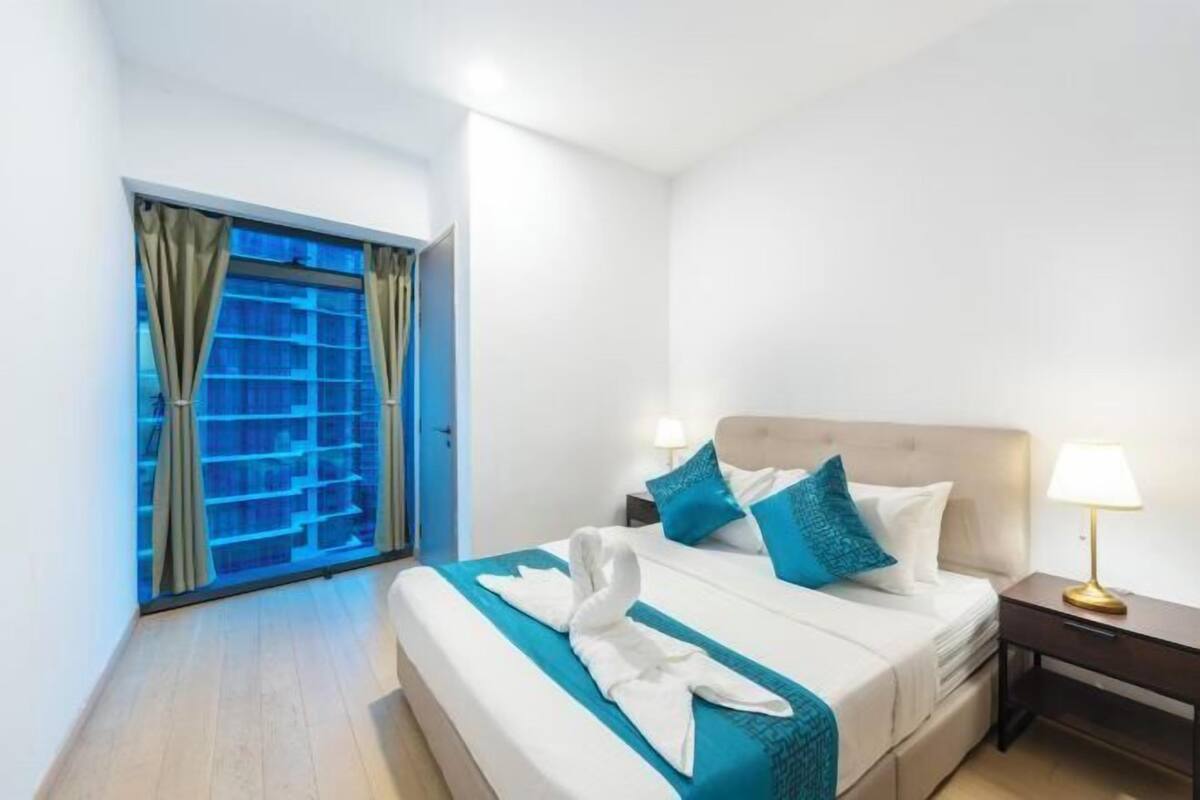 Down duvets, pillow-top beds, desk, blackout curtains