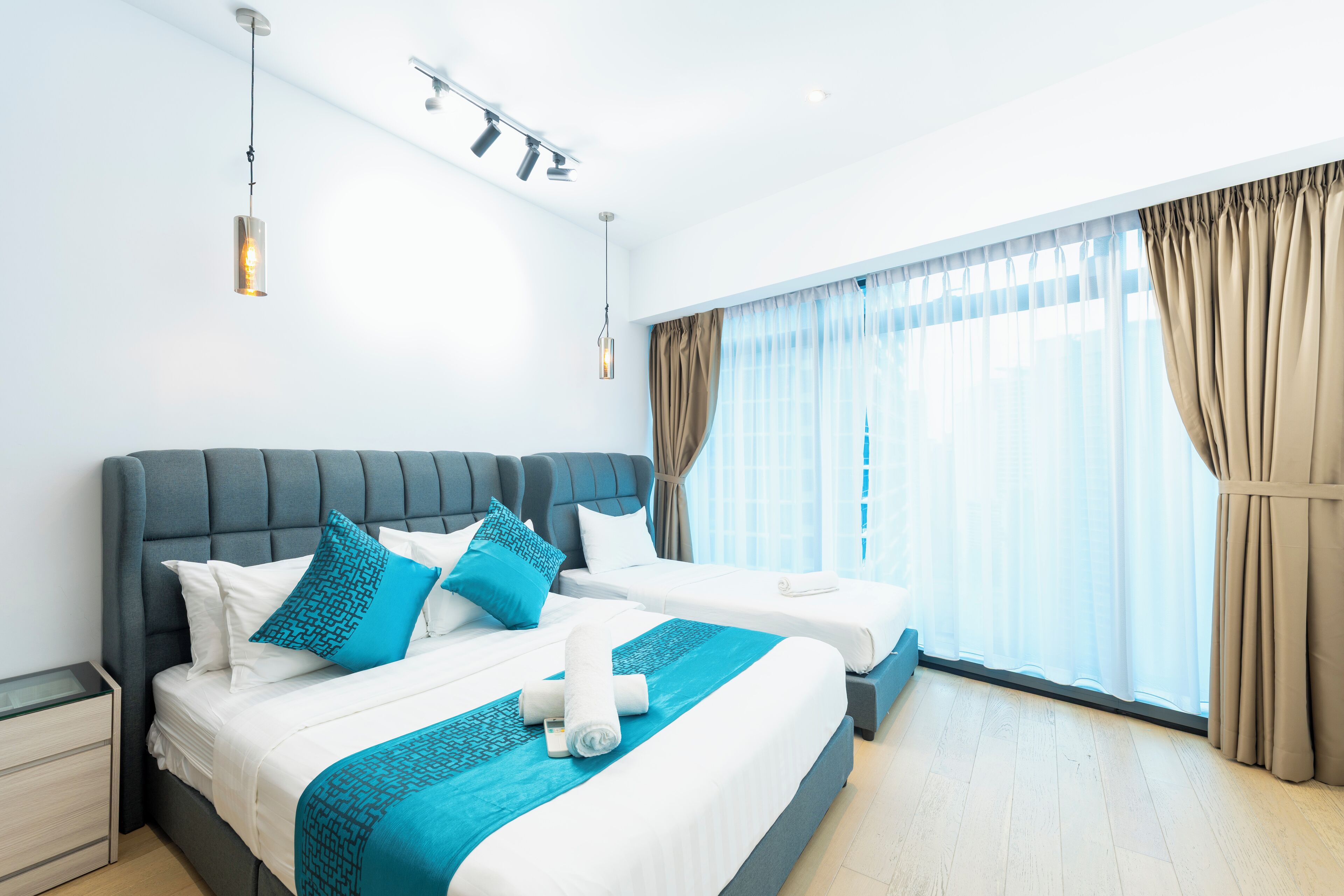 Appartement Premium, 3 chambres | Couette en duvet d'oie, surmatelas, bureau, rideaux occultants