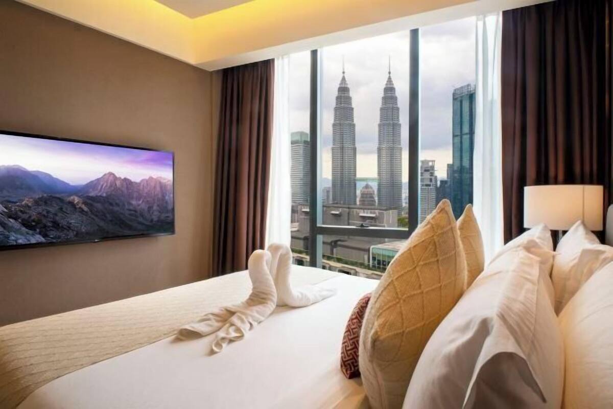 2 bilik tidur, cadar kapas Mesir, peralatan tempat tidur premium